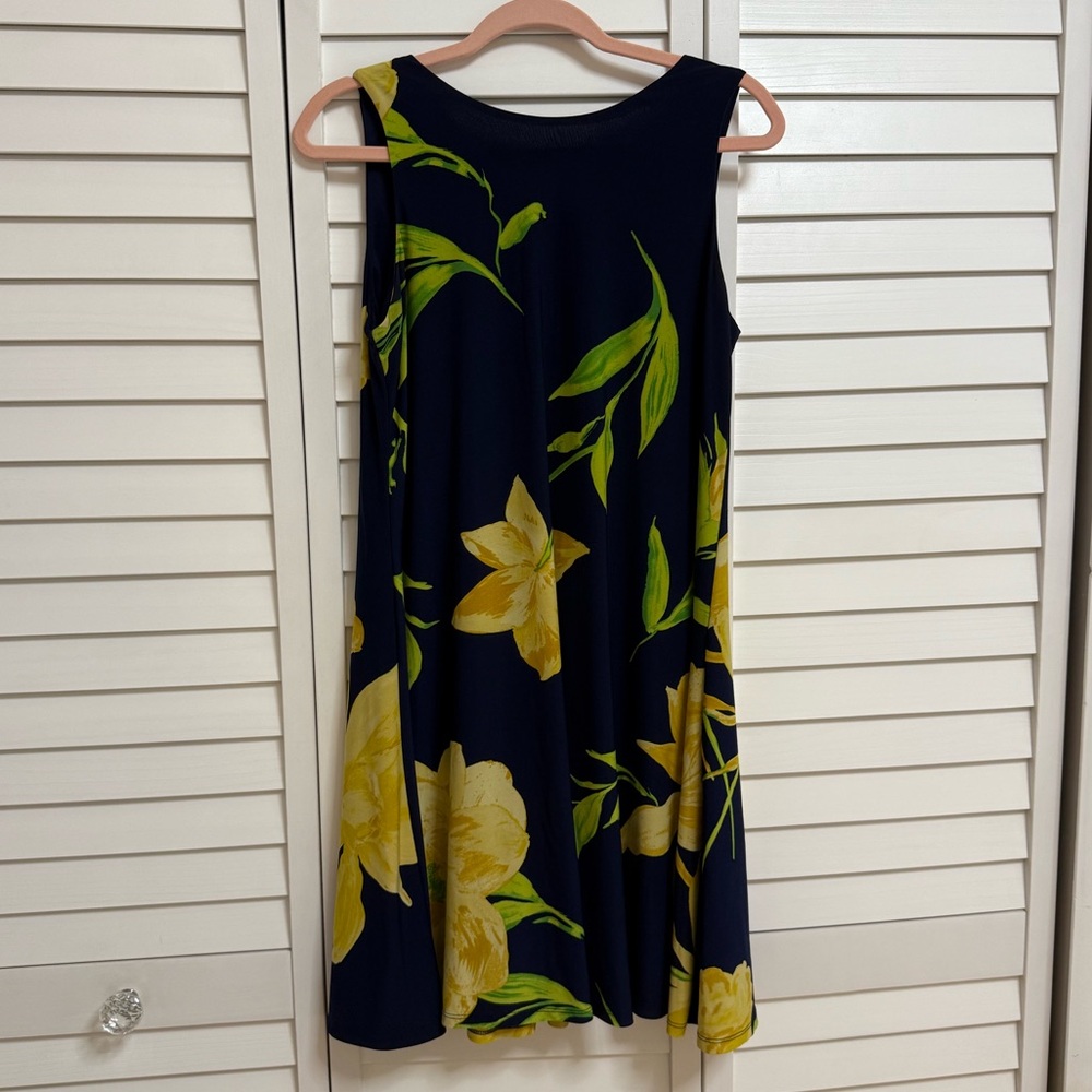 Anne Klein Navy and Yellow Floral Mini Dress